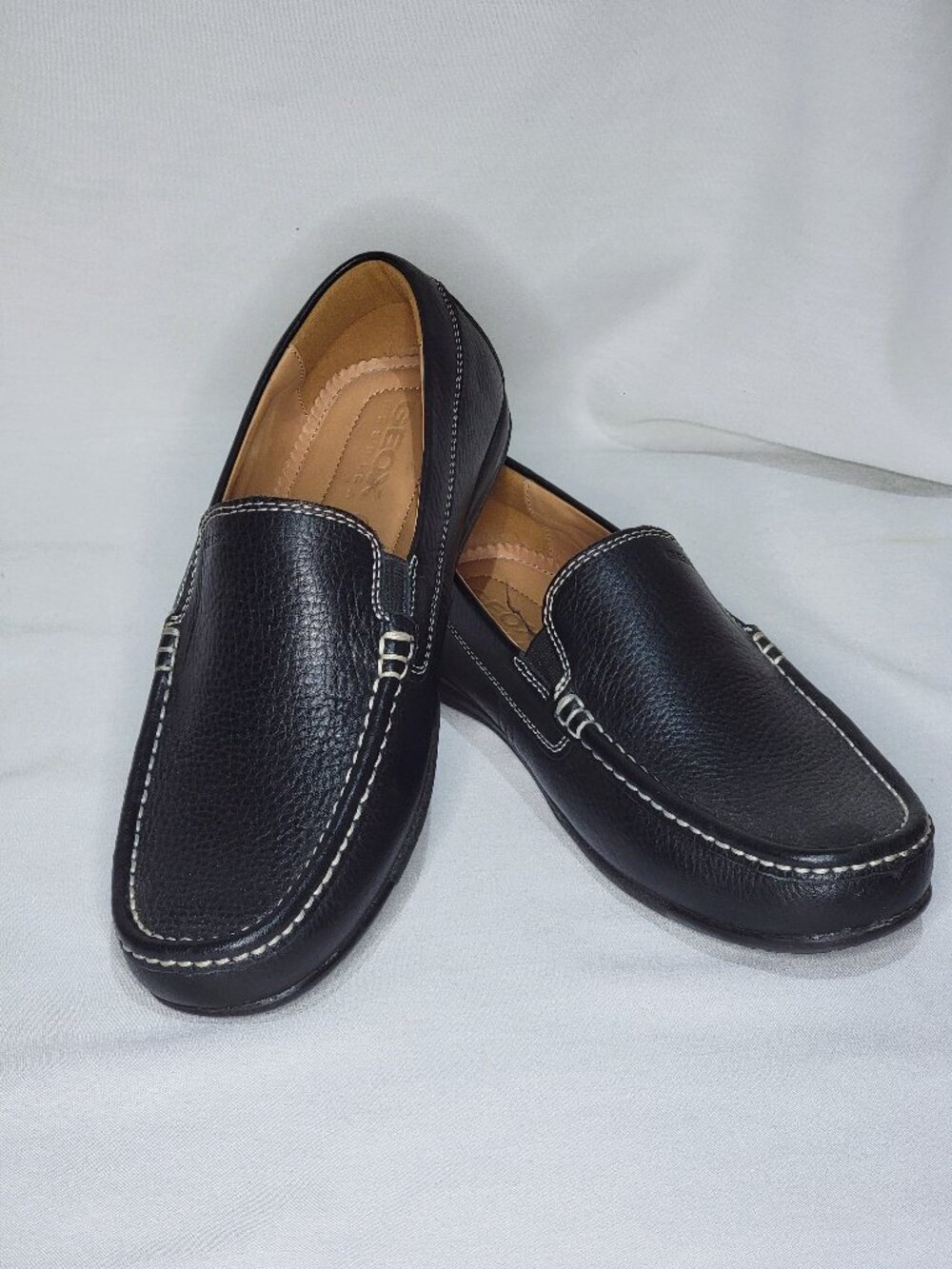 Geox Respira Men's Black Italian Leather Loafers Size 8